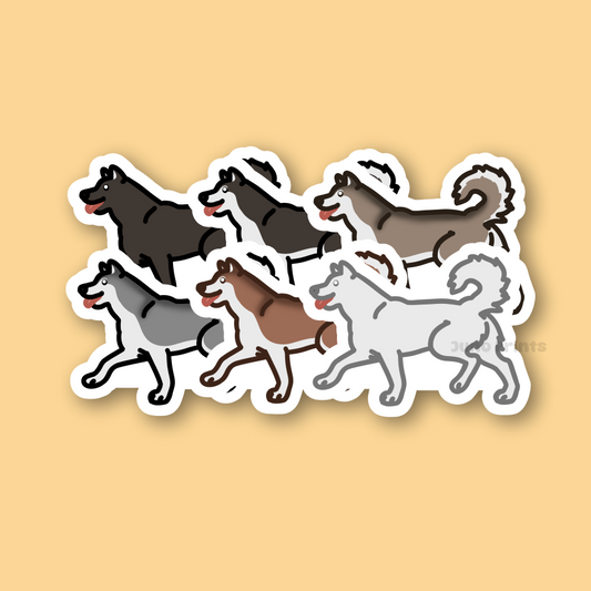 Siberian Husky - 3" Dog Sticker or 2" Keychain Working