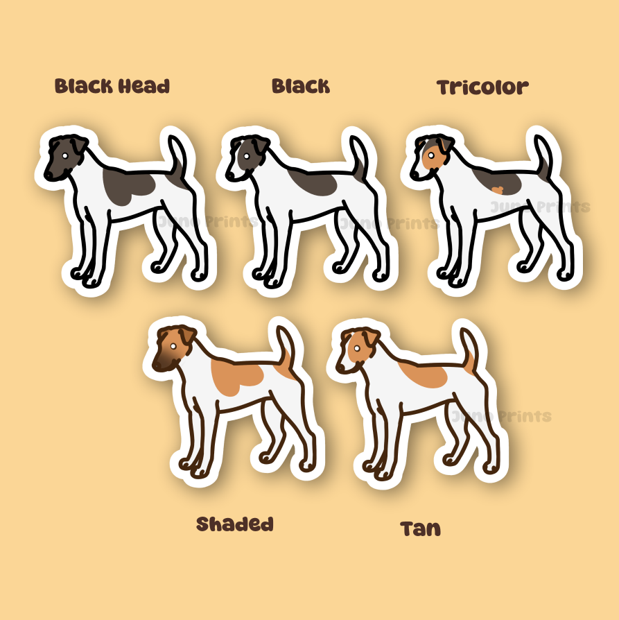 Smooth Fox Terrier, Smooth Parson Russell - 3" Sticker or 2" Keychain
