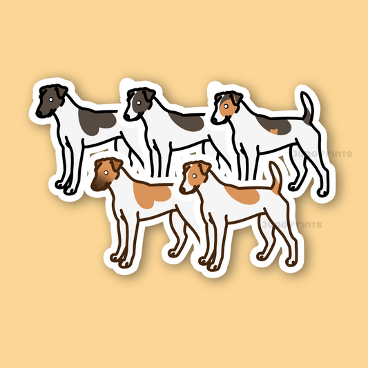 Smooth Fox Terrier, Smooth Parson Russell - 3" Sticker or 2" Keychain