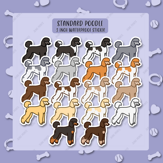 Standard Poodle Sticker - 3" Waterproof UV Resistant Utility Dog Sticker