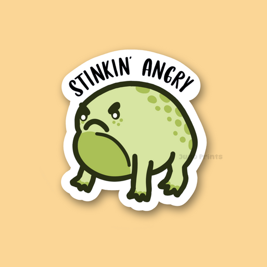 Stinkin' Angry - 3" Funny Desert Rain Frog Sticker or 2" Keychain or 3" Keychain