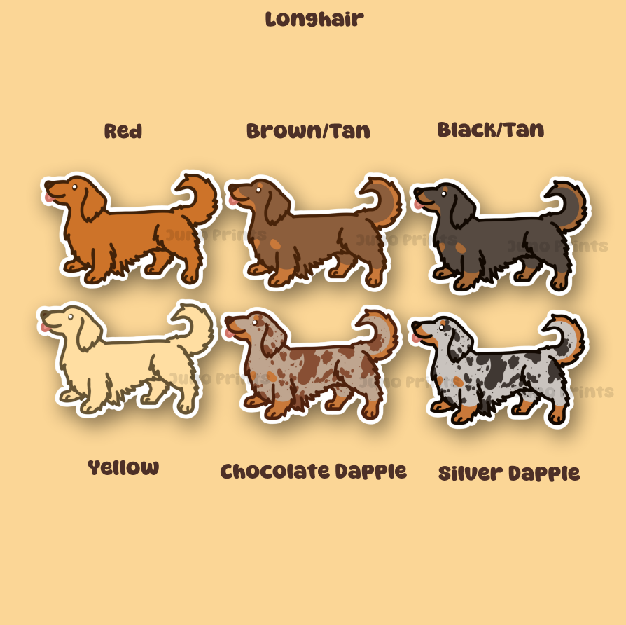 Dachshund, Wiener Dog- 3" Weenie Dog Doxie Sausage Dog Sticker or 2" Keychain Hound