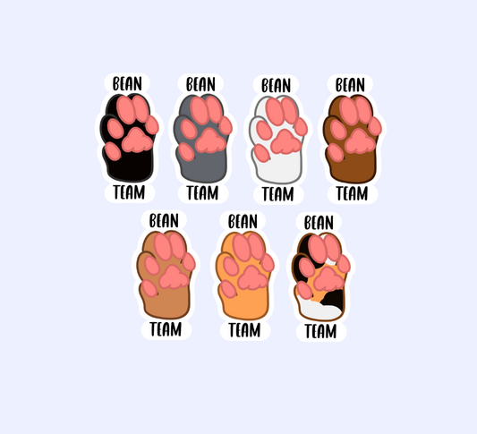 Bean Team Cute Cat Paw Sticker - Glossy Weatherproof Sticker