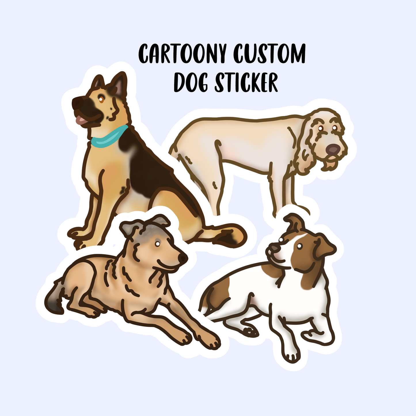 Cute Cartoony Custom Dog Sticker - Personalized Pet Sticker