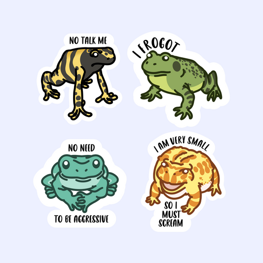 Funny Frog Sticker Collection Part 2 - Funny 3" Amphibian Stickers