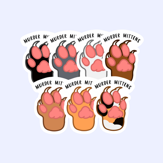 Murder Mittens Cute Cat Paw Sticker