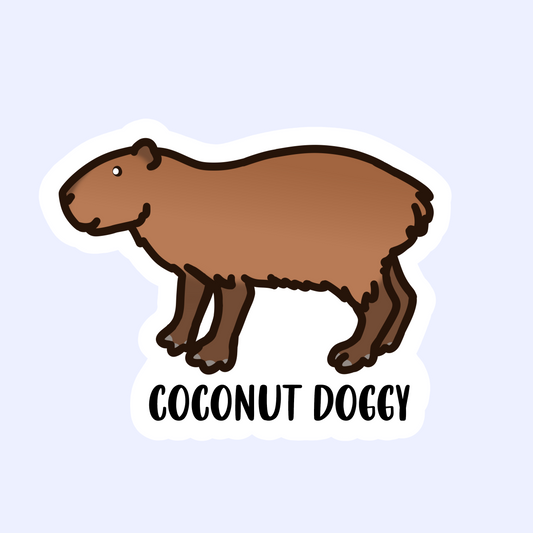 Coconut Doggy - Cute Waterproof Capybara Sticker - Water Bottle Sticker